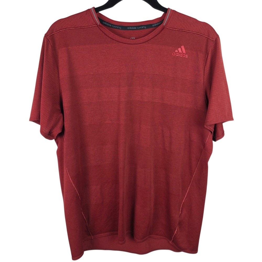 Adidas Running T-Shirt Mens L Maroon Good Textured Performance S97945